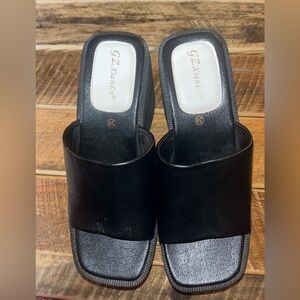 Women's Black platform Slide Sandals
